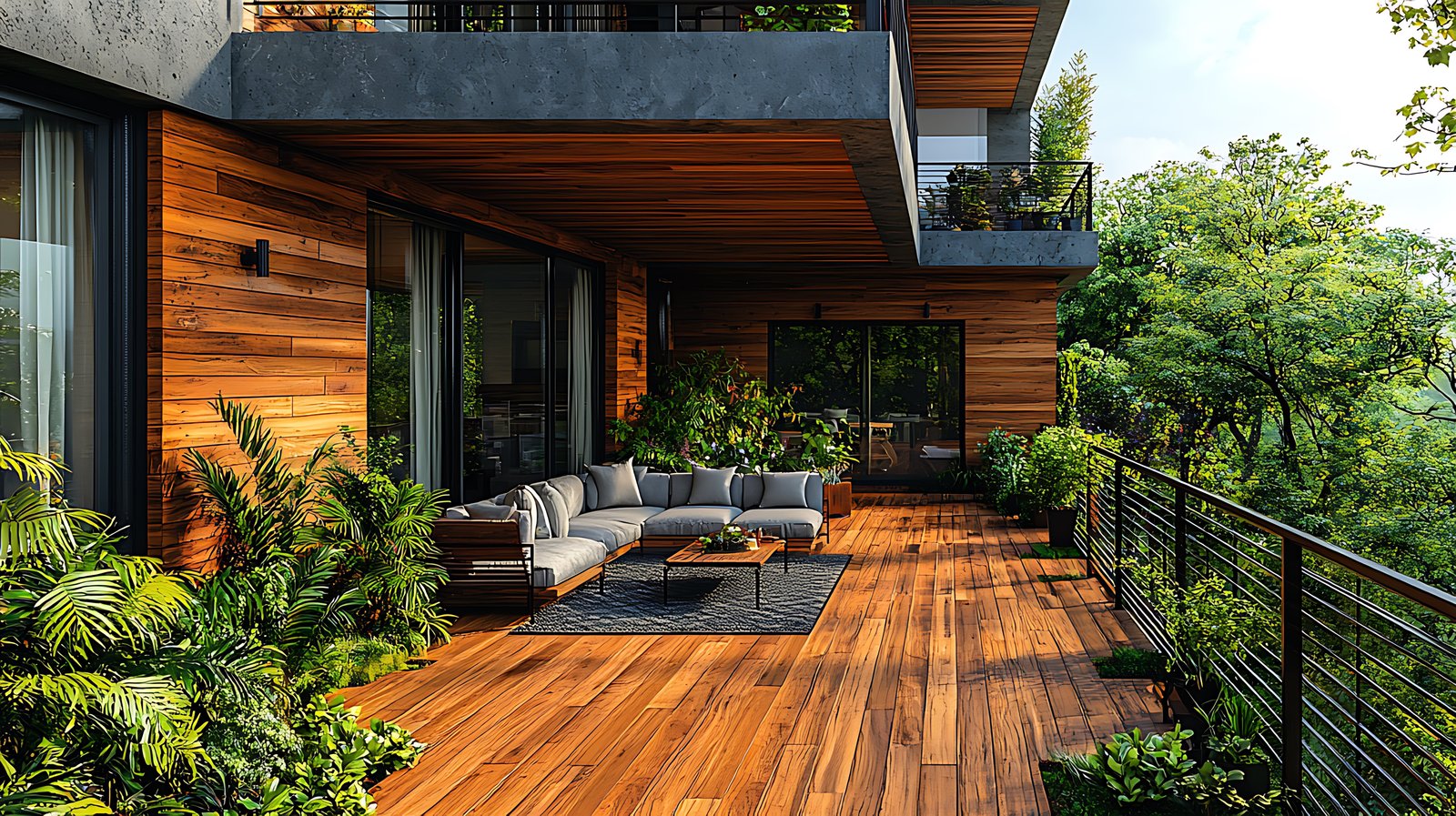 Modern Terrace with Wood Deck