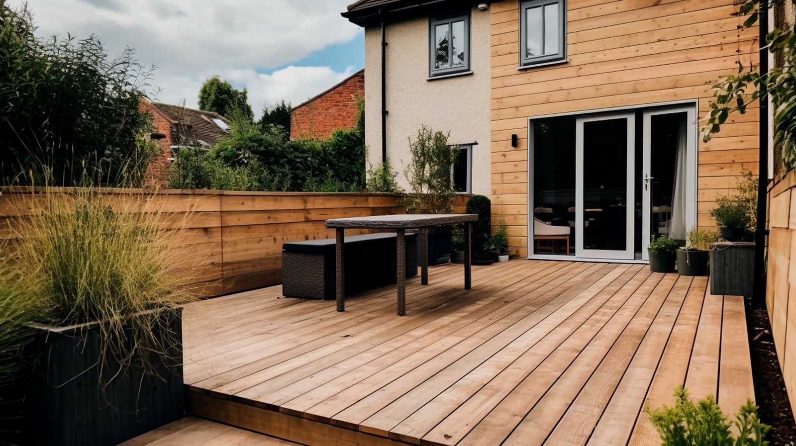 Back Garden Patio with Wood Decking