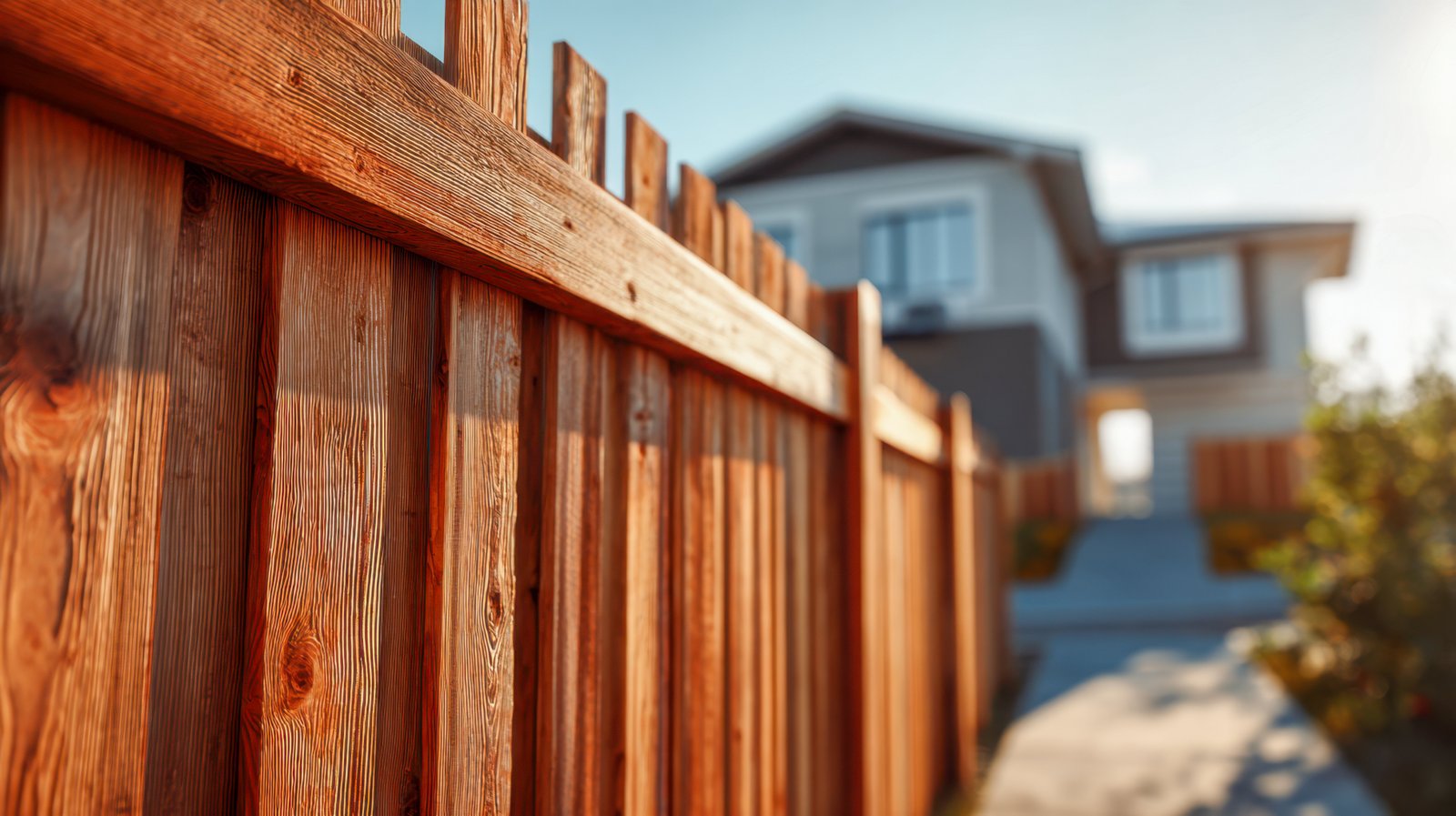 Suburban House with Wooden Fence