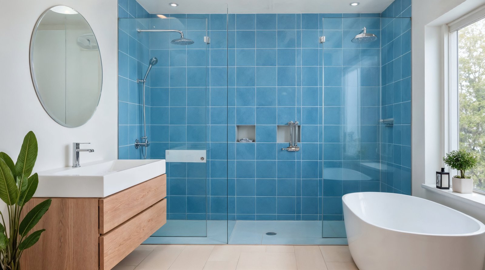 Modern Bathroom Blue Tiles